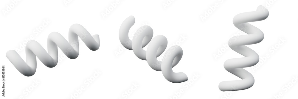 Fototapete 3d spiral or spring white realistic rendering of basic geometry object