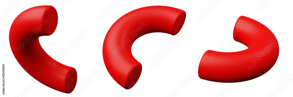 Fototapete 3d half ring red realistic rendering of basic geometry object