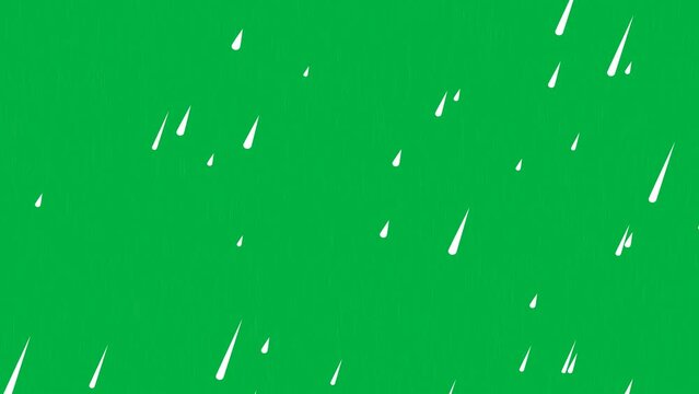 Animated rain or snow flowing on a green screen