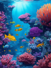 Obraz na płótnie Canvas Under the sea underwater world, Generative AI Illustration.