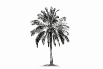 Centered Palm Tree on White Background