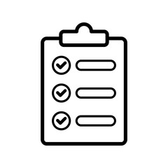 Checklist Icon In Black Line With Flat Style
