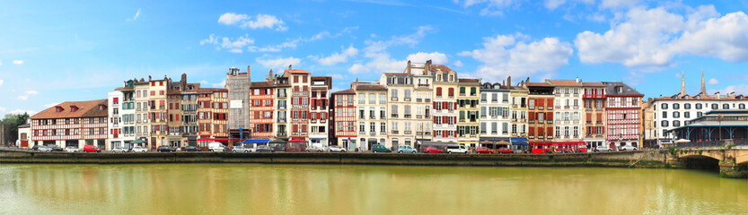 In Bayonne, in the Basque country, panoramic view of the typical constructions of the Amiral...
