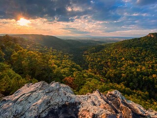 Scenic shot of Magazine Mountain during dramatic sunset