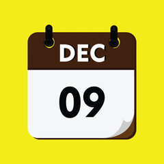 calendar with a date of the year, calendar with a date, 09 december icon, new calender, calender icon