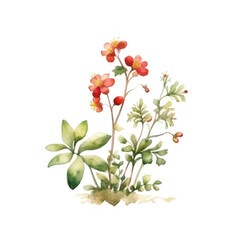 Cute botanical watercolor plant. Illustration AI Generative.