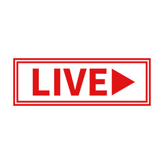 Live Icon In White Color And Rectangle Shape With Red Line For Video Editing
