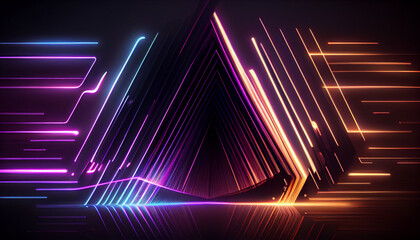 Fototapeta premium Abstract neon lights background with laser rays Ai generated image