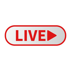 Live Icon In White Red Color And Rounded Rectangle Shape With Line For Video Editing
