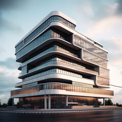 Modern business building. Illustration AI Generative.