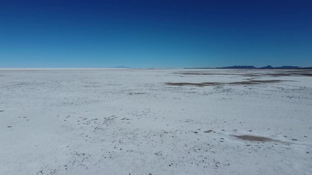 Aerial drone footage of Uyuni Salt Flats, Bolivia