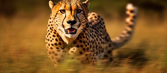 Fototapeta na wymiar Cheetah in a motion blur Generative AI