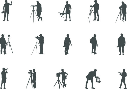 Cameraman Silhouette, Photographer Silhouettes, Cameraman Clipart, Cameraman SVG, Videographer Silhouettes