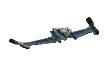 Fantasy science fiction space ship flying overhead. Isolated 3D rendering. © IG Digital Arts