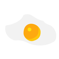 Fried Egg In Top View And Unique Shape With Flat Style

