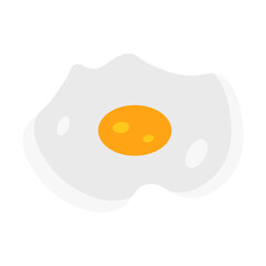 Fried Egg In Top View And Unique Shape With Flat Style
