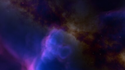 nebula gas cloud in deep outer space, science fiction illustration, colorful space background with stars 3d render
