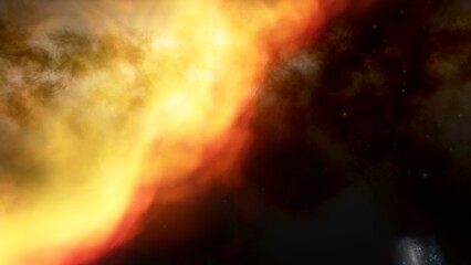 nebula gas cloud in deep outer space, science fiction illustration, colorful space background with stars 3d render
