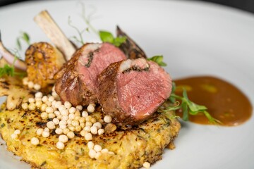 Closeup shot of a delicious lamb cutlet