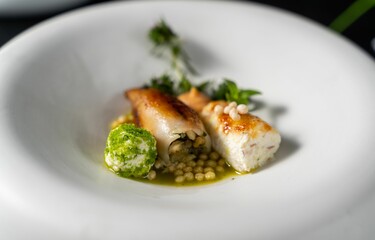 Closeup shot of a tasty stuffed fish