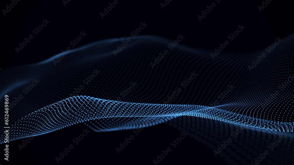 Aufkleber abstract style wave texture. the futuristic blue network structure or dna effect backdrop. big data 
