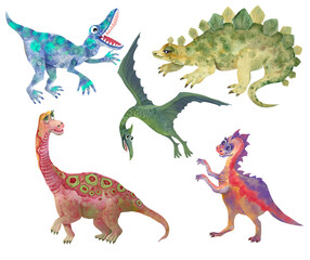 set of dinosaurs cartoon
