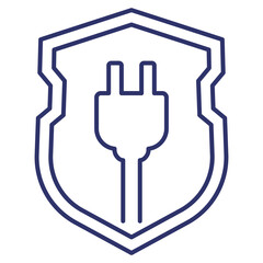 electric plug and shield line icon