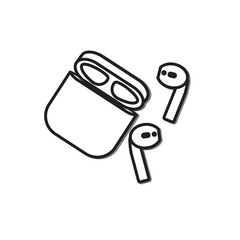 Simple icon  TWS true wireless stereo bluetooth wireless headphones, vector TWS true wireless stereo headphones 