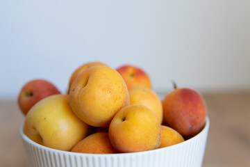 bowl of apricots close up