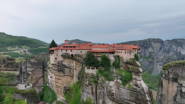 Aerial view of Meteora Monastery in Kalambaka, Greece