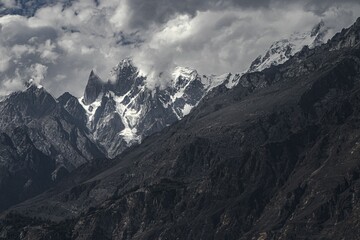 High mountain landscape covered with snow