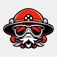 mushroom fungus mustache glasses-mascot logo