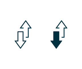 Up down arrows vector icon. Transfer arrows icon. 2 side arrow icon. Upload and download arrow icon