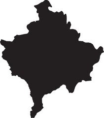 Fototapeta na wymiar BLACK CMYK color detailed flat stencil map of the European country of KOSOVO on transparent background