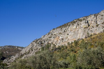 Beautiful landscape of green hills on a sunny day