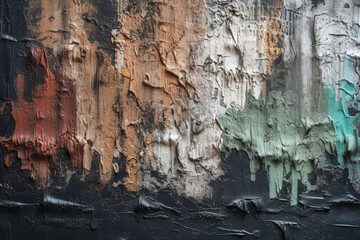 Fototapeta premium Generative AI illustration of Background of old and cracked wall painted colorful