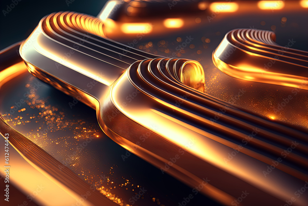 Poster Technology abstract with shiny data wave flow. Science concept with glowing wires connected on futuristic background. Generated AI