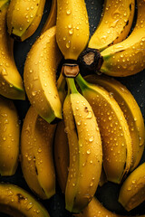 fresh bananas, water drops, patterning, generative AI