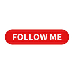 Follow Me Button In Red Color And White Line With Rounded Rectangle Shape
