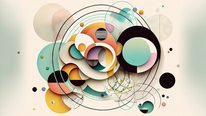 3D digital illustration of modern pastel-colored swirls and circles - great for background