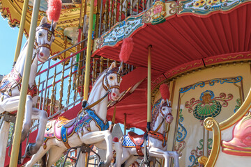 Detail of a traditional children's carousel