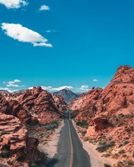 Road in the Valley of Fire, Nevada, US, a vertical shot
