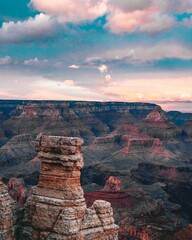 Vertical shot of the famous Grand Canyon national park in Arizona, US