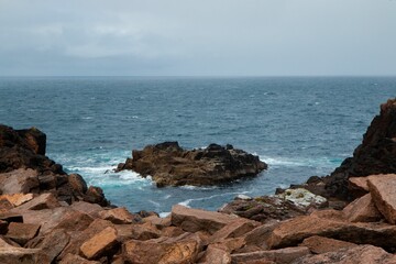 Fototapeta na wymiar Beautiful view of the sea in Shetland, Scotland on a sunny day