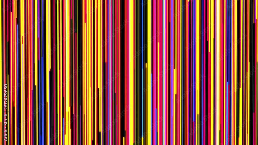 Poster abstract cmyk colors neon lines flowing race up background loop. colored rays light seamless bright 