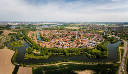 Brielle - historic seaport in the western Netherlands, in the province of South Holland. Aerial...