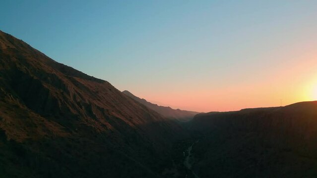 Aerial view of the mount Aragats, Armenia at sunset