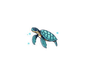 Vector illustration of cartoon sea turtle isolated on white background