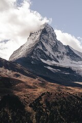 Vertical shot of The Matterhorn mount in Zermatt, Switzerland
