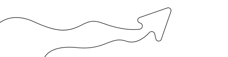 Arrows sign line continuous drawing vector. One line Arrows icon vector background. Plane icon. Continuous outline of a Cursor.